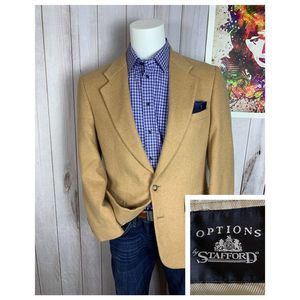 Stafford Options Men’s Two Button 100% Camel Hair Blazer Sport Coat Jacket 38R